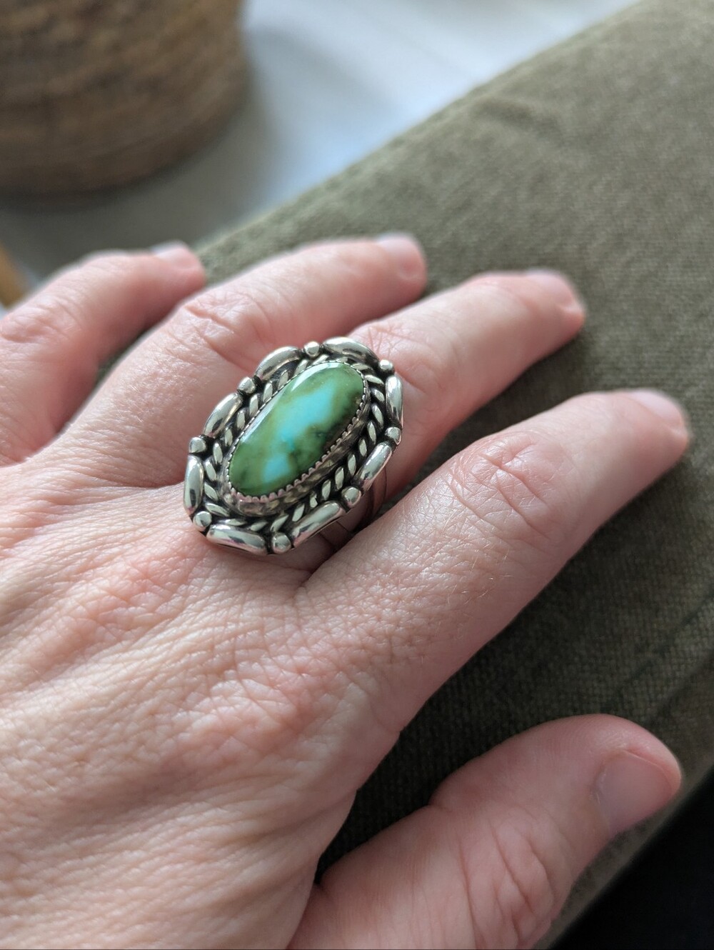 Fregoso Sterling Silver Turquoise Statement Ring - Polychrome Turquoise 6